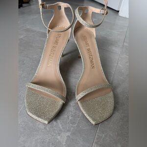 Stuart Weitzman Glittering Silver Heels